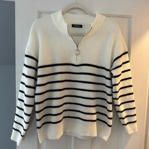 Brand new, small, black and white striped sweater